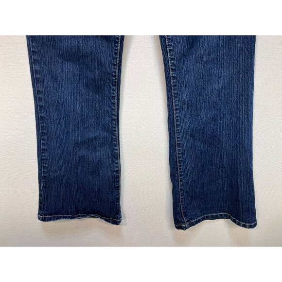 Calvin Klein Women's Flare Leg Jeans Stretch Denim Size 8 Solid Blue Dark Wash - Picture 6 of 11